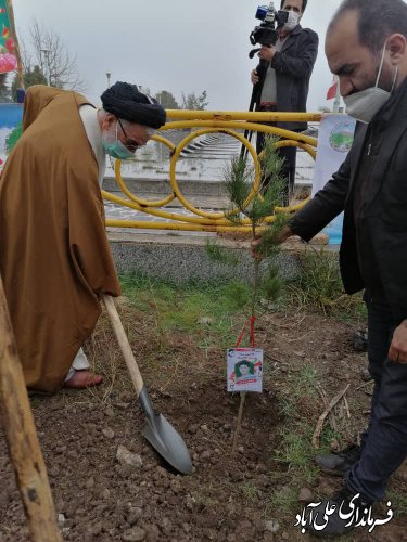 کاشت درخت با نام و یاد شهدا در امامزاده ساورکلاته شهرستان علی آباد کتول