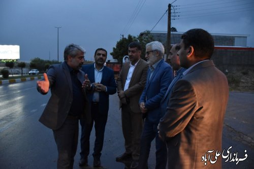 بازدید شبانه فرماندار، دادستان، وجمعی از مسئولین ادارات  از محلات شهر علی آبادکتول